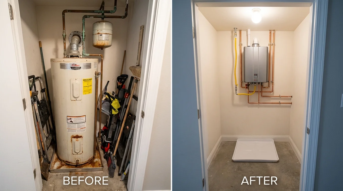 Tank water heater versus wall-mounted tankless unit comparison for York, AL homeowners